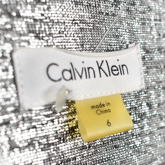 Calvin Klein Metallic Silver Formal Sheath Dress - 6 - Picture 9 of 9